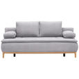 BOXSPRINGSOFA  in Webstoff Hellgrau  - Eichefarben/Beige, Design, Holz/Textil (202/78/93/100cm) - Venda