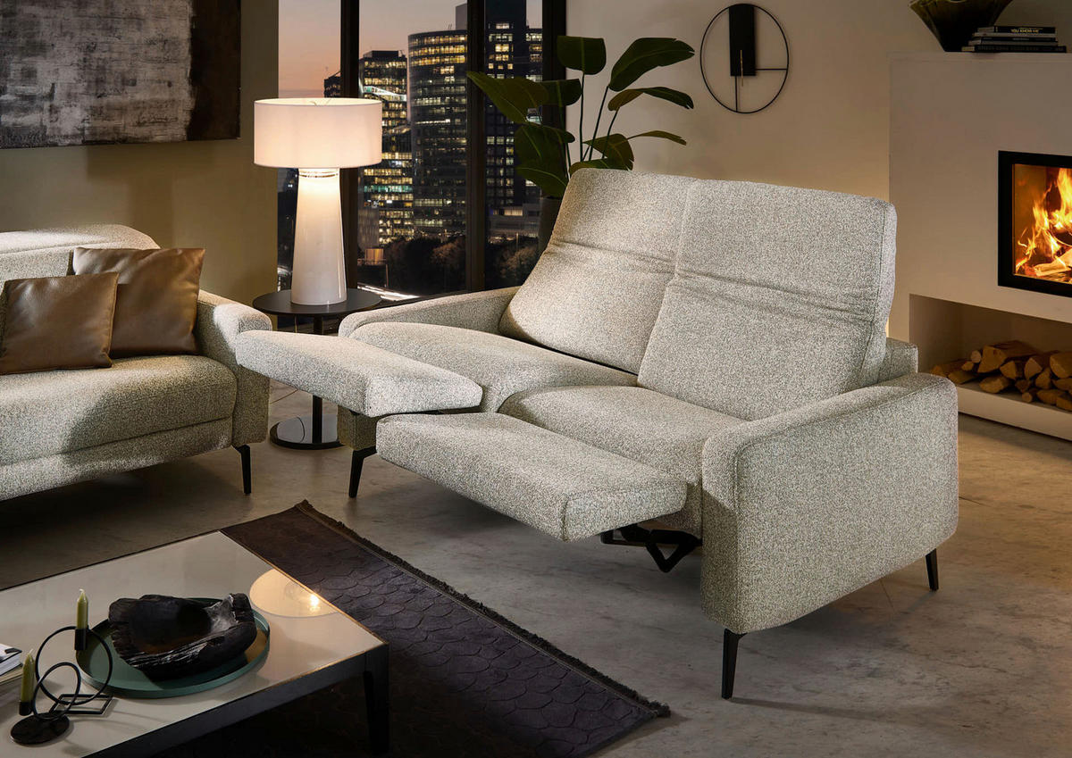 2,5-SITZER Chenille Sandfarben  - Sandfarben/Schwarz, Design, Textil/Metall (182/82/107cm) - Dieter Knoll