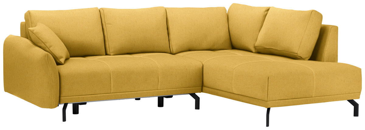 ECKSOFA in Webstoff Gelb  250/191 cm  - Gelb/Schwarz, Design, Textil/Metall (250/191cm) - Carryhome