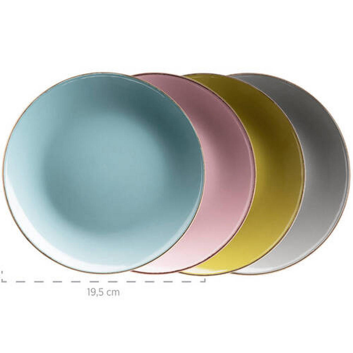 KOMBISERVICE Metallic Rim 16-teilig  - Blau/Rosa, Basics, Keramik (37/23,5/32,3cm) - Mäser