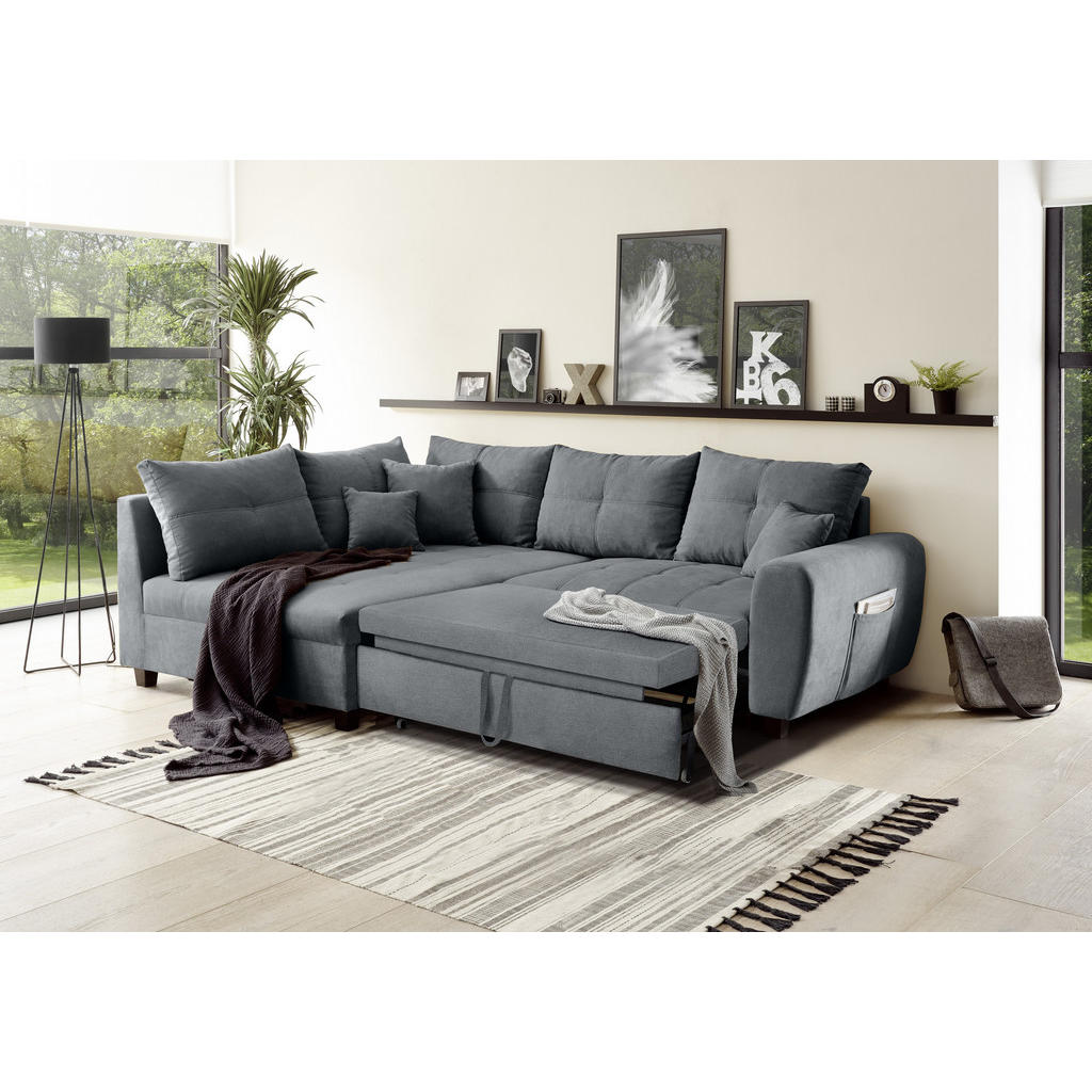 Thumbnail - Mid.you Ecksofa, Anthrazit, Textil, Ottomane links, L-Form, 248x176 cm, Schlafen auf Sitzhöhe, Wohnzimmer, Sofas & Couch...