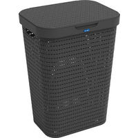 KOŠ NA ŠPINAVÉ PRÁDLO, černá - černá, Basics, plast (42/57,7/32,2cm) - Rotho