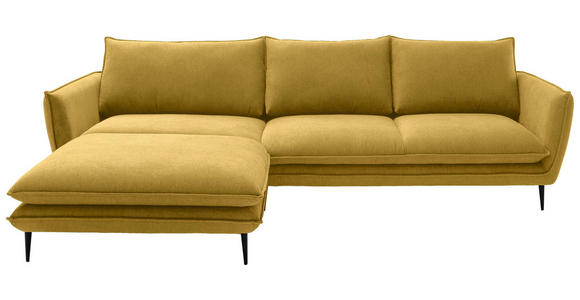 ECKSOFA  in Webstoff Currygelb  196/304 cm  - Currygelb/Schwarz, KONVENTIONELL, Textil/Metall (196/304cm) - Hom`in