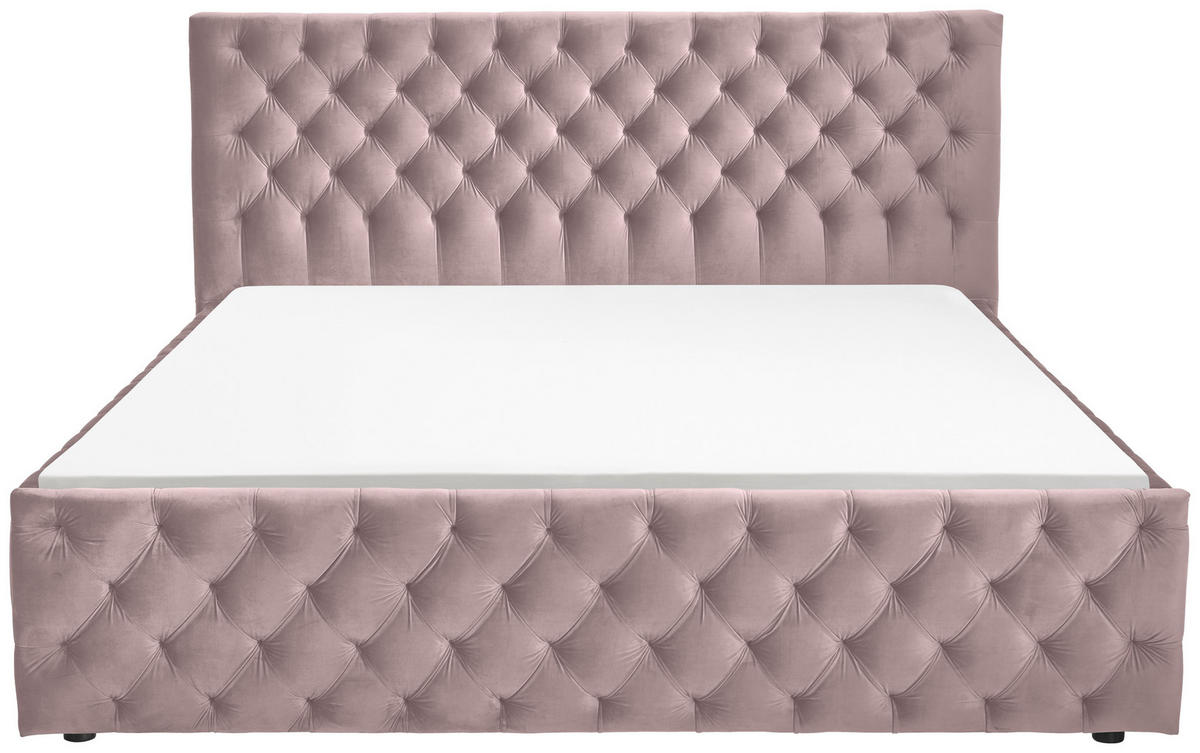 POLSTERBETT 140/200 cm,  in Flieder, gepolstertes Kopfteil,  - Flieder/Schwarz, KONVENTIONELL, Kunststoff/Textil (140/200cm) - home24