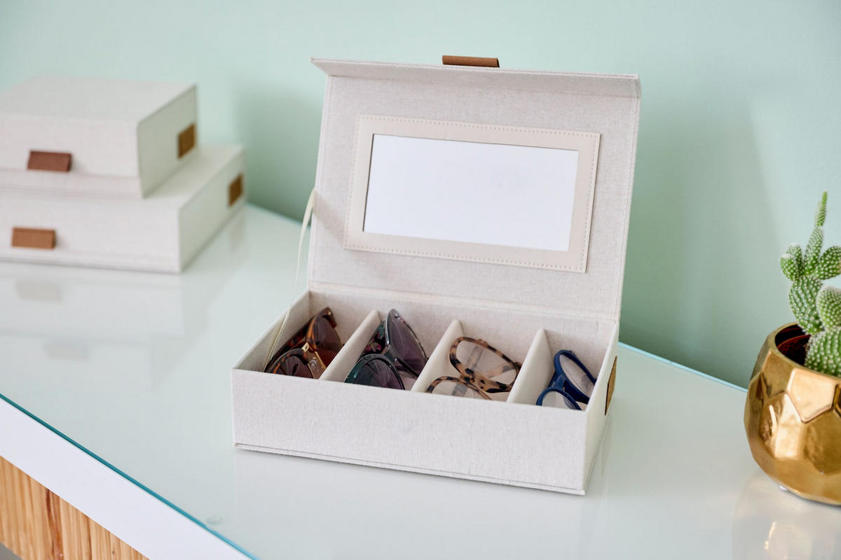 BRILLENBOX - Beige, Basics, Karton/Textil (24/16/6cm) - Store It