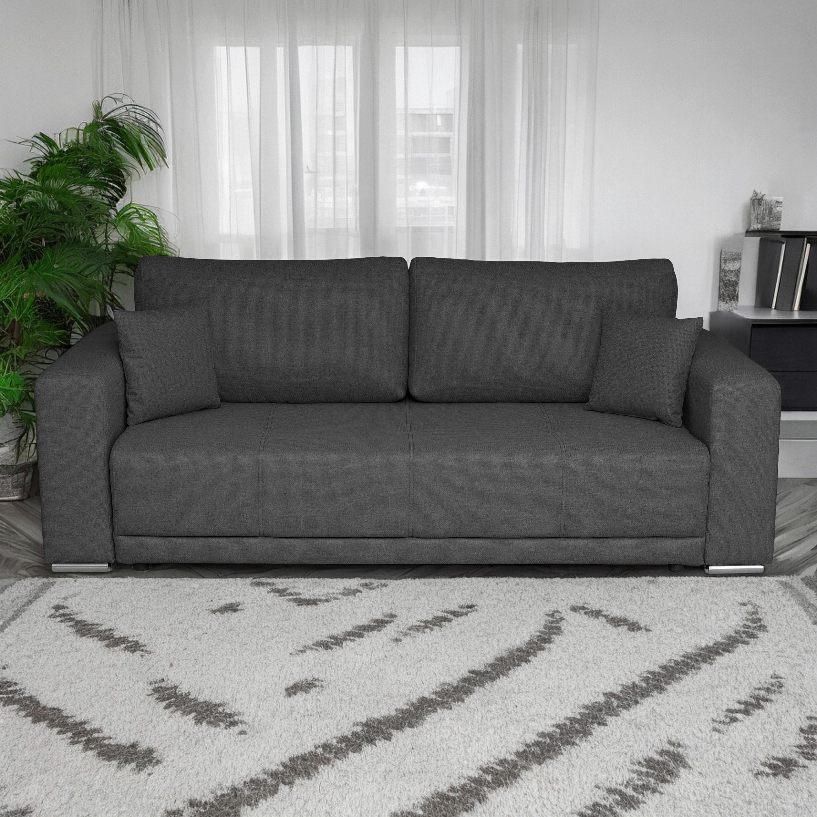 SCHLAFSOFA in Struktur Dunkelgrau  - Chromfarben/Dunkelgrau, Design, Kunststoff/Textil (238/77/108cm) - P & B