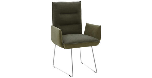 ARMLEHNSTUHL  in Stahl Flachgewebe  - Edelstahlfarben/Grün, Design, Textil/Metall (59/93/59cm) - Dieter Knoll