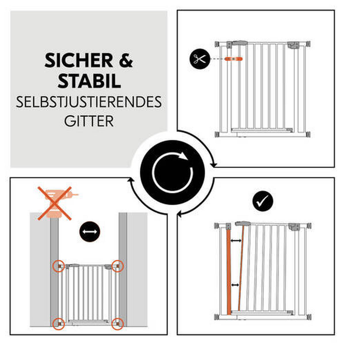 TÜRSCHUTZGITTER 75 - 80 cm/77 cm  - Schwarz, Basics, Kunststoff/Metall (75 - 80 cm/77cm) - Hauck