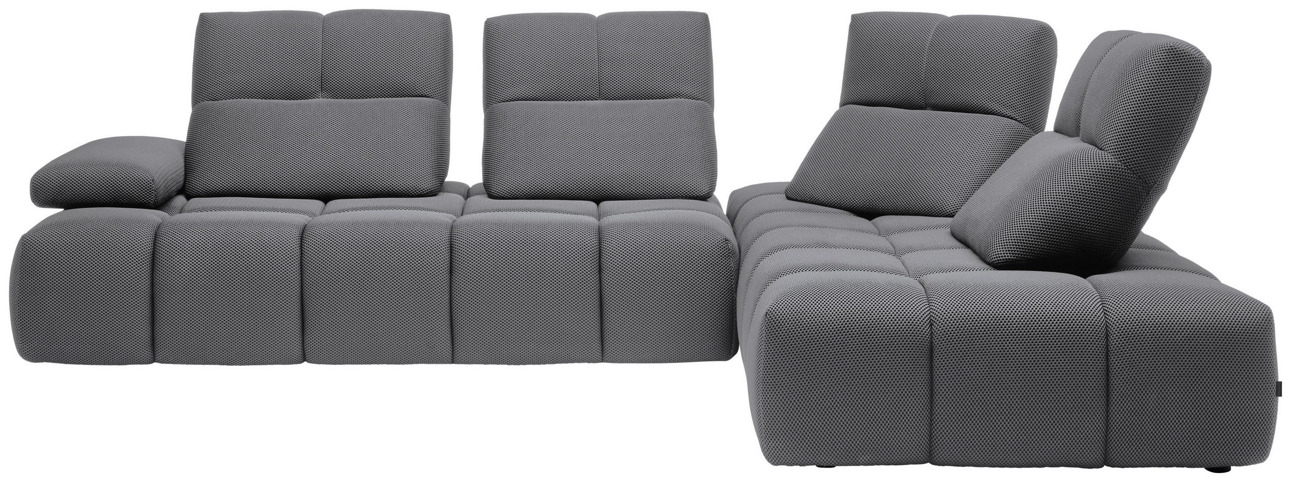 ECKSOFA in Struktur Grau  - Schwarz/Grau, Design, Kunststoff/Textil (313/233cm) - Emilio Belluti