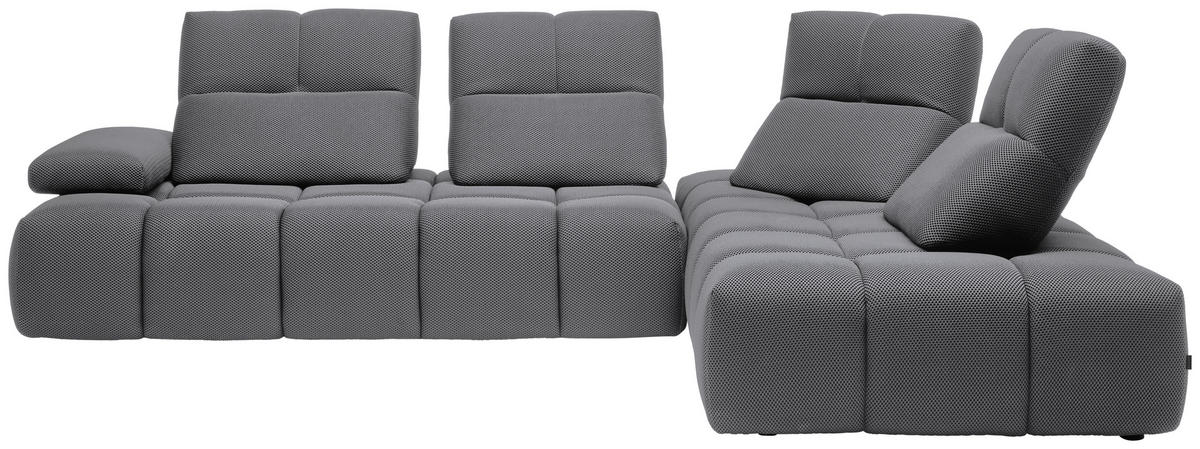 ECKSOFA in Struktur Grau  - Schwarz/Grau, Design, Kunststoff/Textil (313/233cm) - Emilio Belluti
