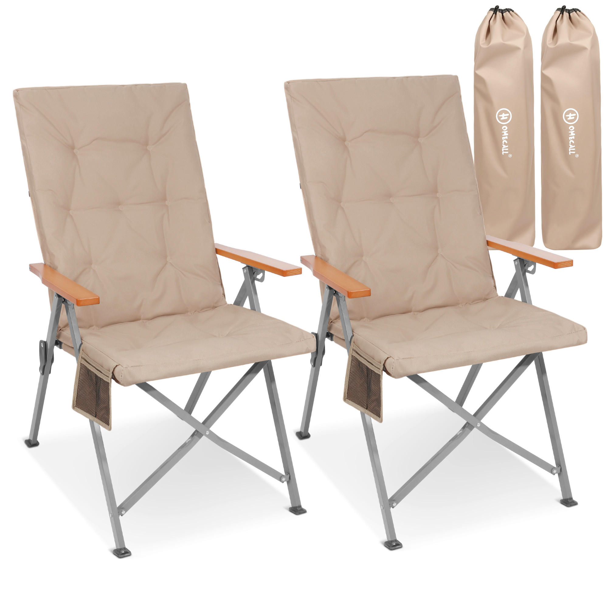 CAMPINGSESSEL-SET - Beige/Silberfarben, Basics, Textil/Metall (54/102/71cm) - Modante