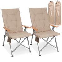 CAMPINGSESSEL-SET - Beige/Silberfarben, Basics, Textil/Metall (54/102/71cm) - Modante