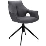 Armlehnstuhl drehbar  Sitzfläche 360° drehbar, automatische Rückholfunktion Mikrofaser  - Dunkelgrau/Schwarz, Design, Textil/Metall (59/87/61cm) - Novel
