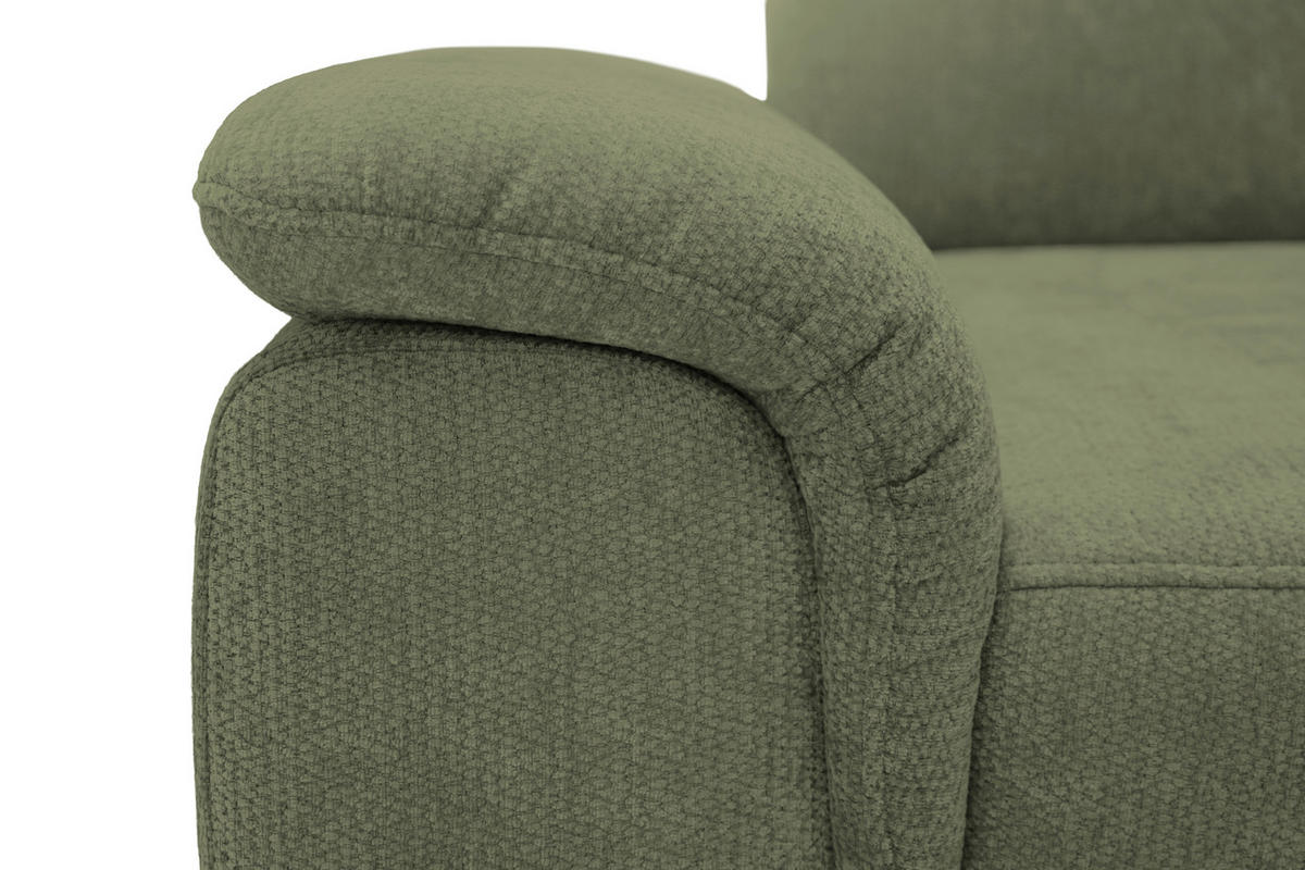ECKSOFA Dunkelgrün Chenille Bettkasten, Schlaffunktion, Rücken echt, Kopfteilverstellung, Liegefläche im Originalstoff  - Dunkelgrün/Schwarz, KONVENTIONELL, Textil/Metall (265/206cm) - Carryhome
