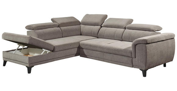 ECKSOFA Sandfarben Mikrovelours  - Sandfarben/Schwarz, KONVENTIONELL, Kunststoff/Textil (231/274cm) - Carryhome