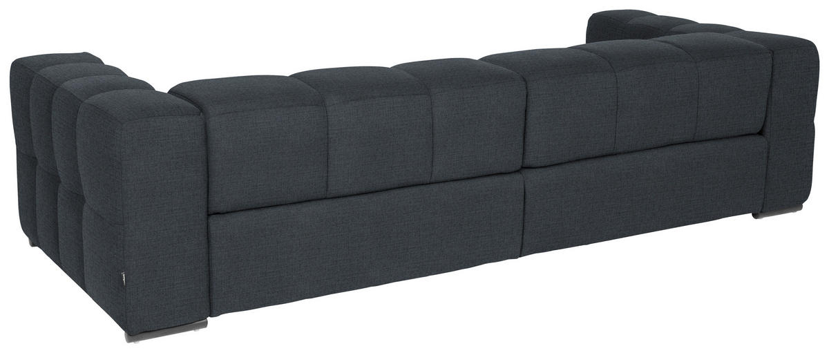BIGSOFA  in Flachgewebe, Leinenoptik Dunkelblau  - Schwarz/Dunkelblau, Design, Textil/Metall (262/66/113cm) - Belluti