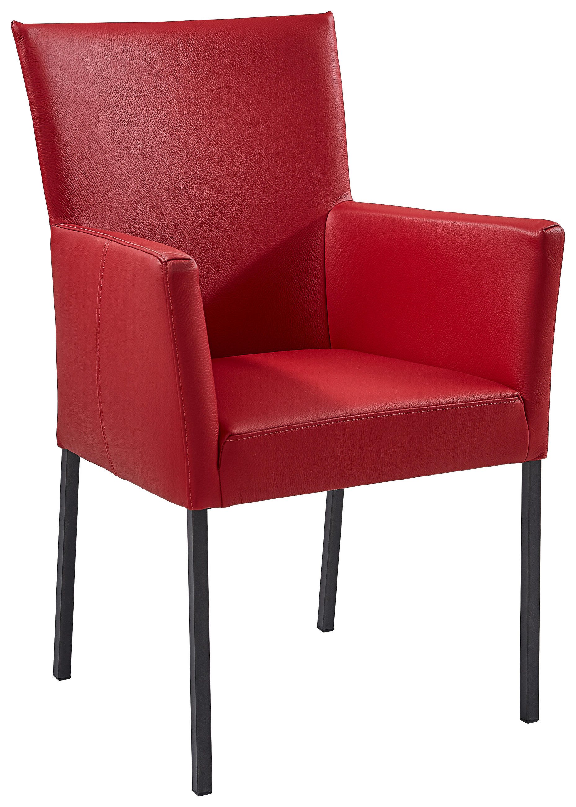 ARMLEHNSTUHL  Stoffauswahl, Lederauswahl  Echtleder  Rot  - Anthrazit/Rot, Design, Leder/Metall (57,5/93/62cm) - Musterring
