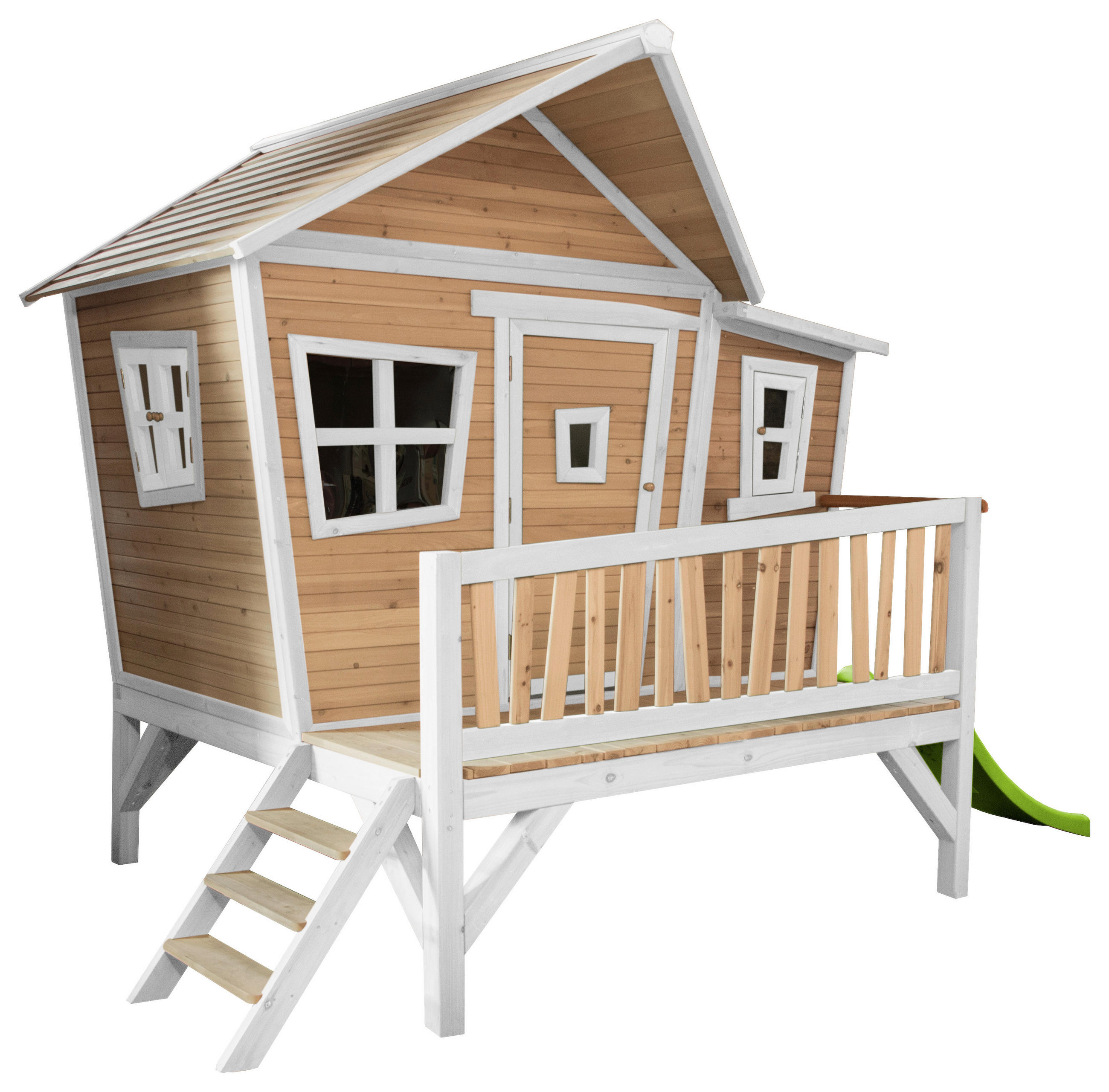 SPIELHAUS  - Braun/Weiß, KONVENTIONELL, Holz/Kunststoff (123/12,8/152cm) - Ambia Garden