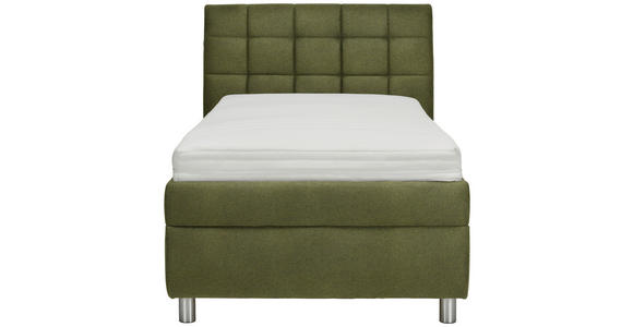POLSTERBETT Matratze, Lattenrost Olivgrün 100/200 cm - Silberfarben/Weiß, KONVENTIONELL, Holz/Textil (100/200cm) - Esposa