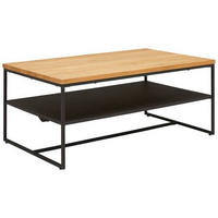 COUCHTISCH Eiche furniert, massiv 105/65/44 cm rechteckig Schwarz, Eichefarben  - Eichefarben/Schwarz, Design, Holz/Holzwerkstoff (105/65/44cm) - Novel
