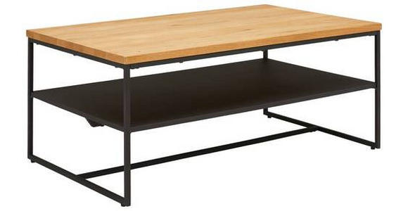 COUCHTISCH Eiche furniert, massiv 105/65/44 cm rechteckig Schwarz, Eichefarben - Eichefarben/Schwarz, Design, Holz/Holzwerkstoff (105/65/44cm) - Novel