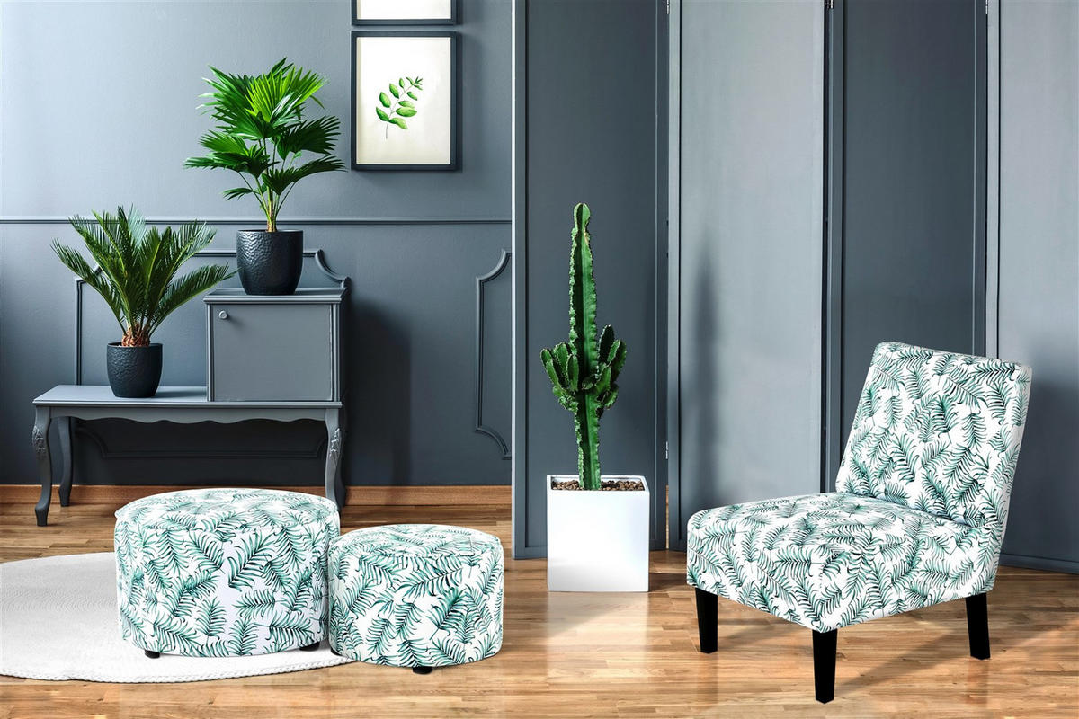 STUHL Flachgewebe Grün, Weiß  - Schwarz/Weiß, Design, Holz/Textil (56/73,5/84cm) - Kayoom