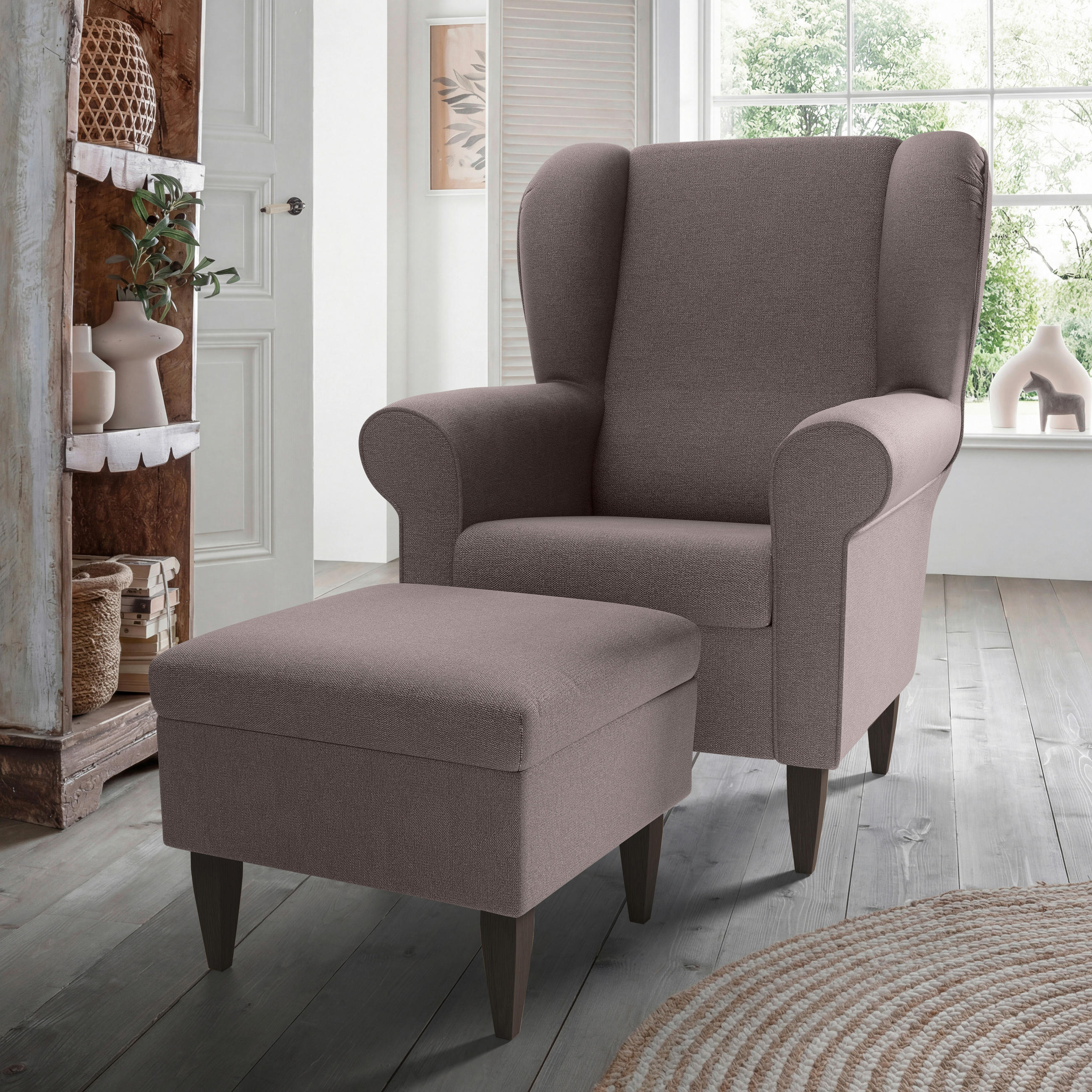 SESSELSET Struktur Braun  - Wengefarben/Braun, Konventionell, Holz/Textil (80/102/86cm) - Livetastic