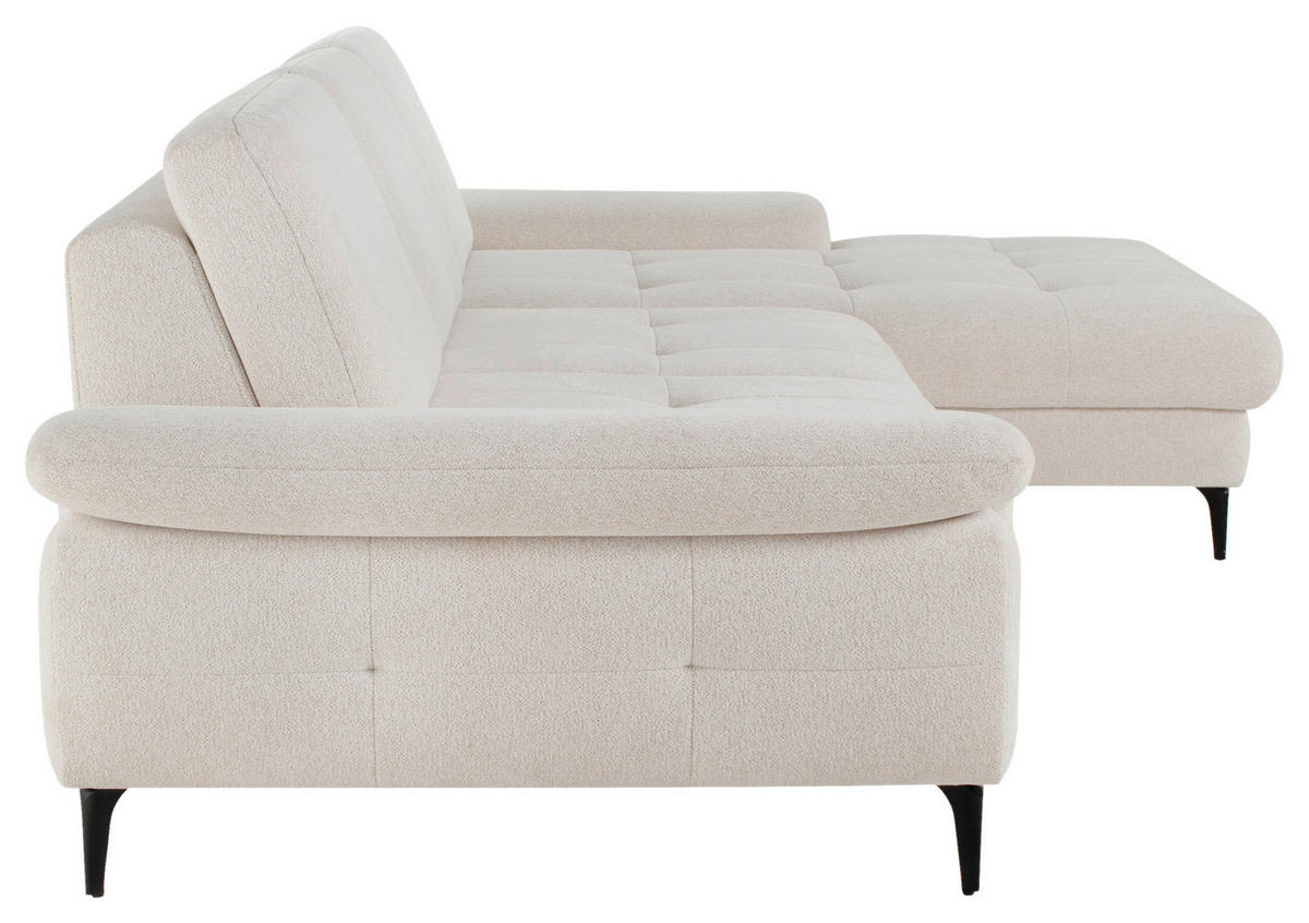 ECKSOFA ALMA Creme Chenille  - Creme/Schwarz, Design, Textil/Metall (285/191cm) - Livetastic