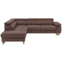 ECKSOFA in Mikrofaser Braun  - Eichefarben/Beige, Natur, Holz/Textil (226/273cm) - Beldomo System
