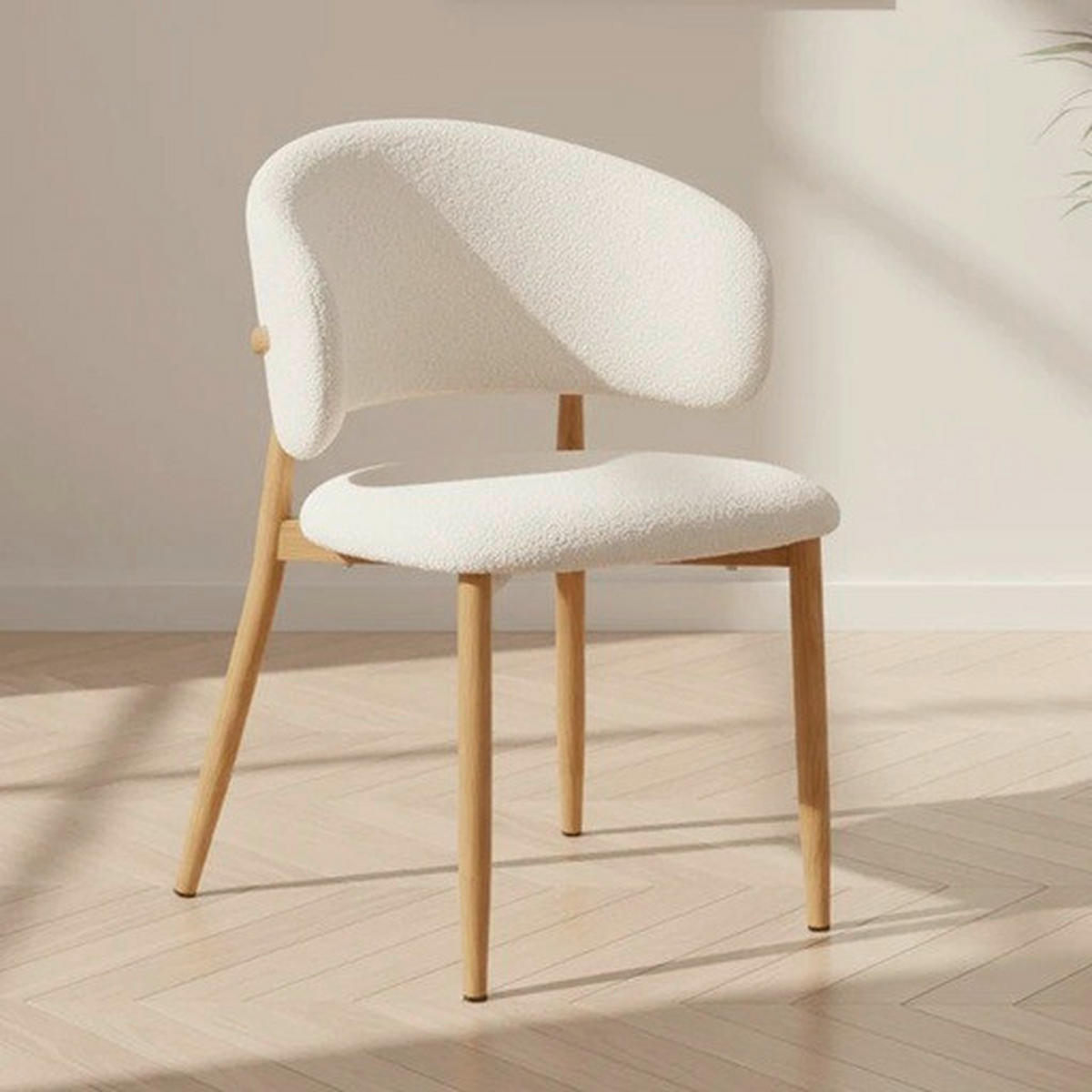 STUHL-SET 2 Stück  in Stahl Bouclé Metall, Textil  - Elfenbein, MODERN, Textil/Metall (54/79/54cm) - Livetastic