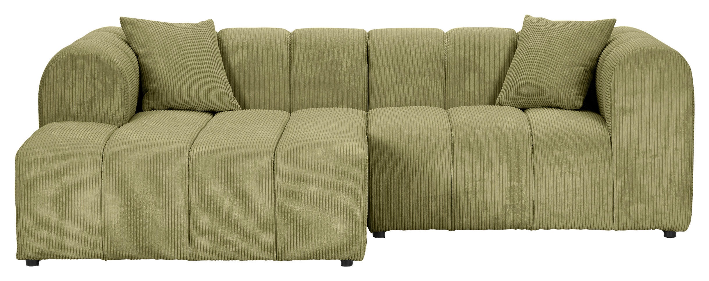 ECKSOFA Hellgrün Cord Zierkissen, Rücken echt  - Schwarz/Hellgrün, KONVENTIONELL, Kunststoff/Textil (162/250cm) - Carryhome