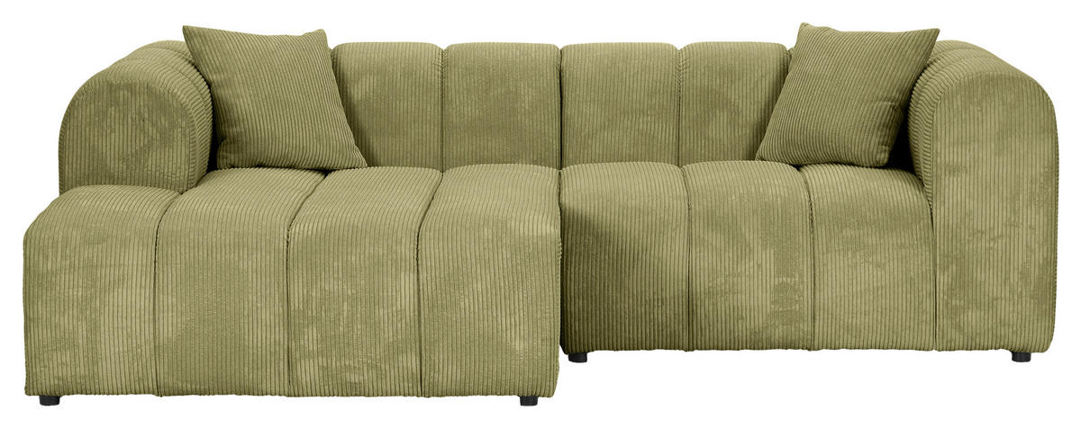 ECKSOFA Hellgrün Cord Zierkissen, Rücken echt  - Schwarz/Hellgrün, KONVENTIONELL, Kunststoff/Textil (162/250cm) - Carryhome