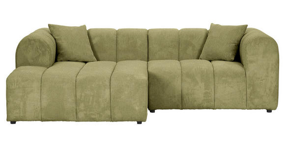 ECKSOFA Hellgrün Cord Zierkissen, Rücken echt  - Schwarz/Hellgrün, KONVENTIONELL, Kunststoff/Textil (162/250cm) - Carryhome