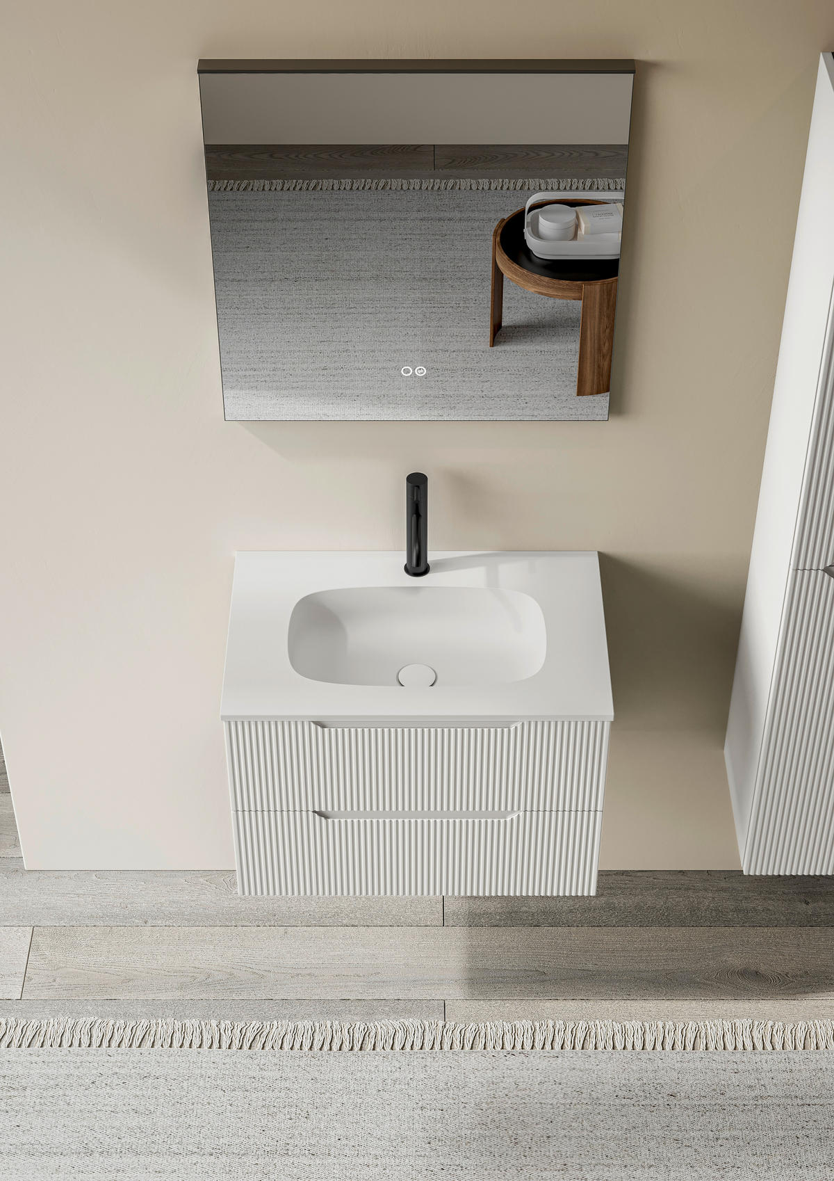 BADEZIMMER 3-teilig  in 70 cm  - Weiß, KONVENTIONELL, Holzwerkstoff/Stein (70cm) - Belluti