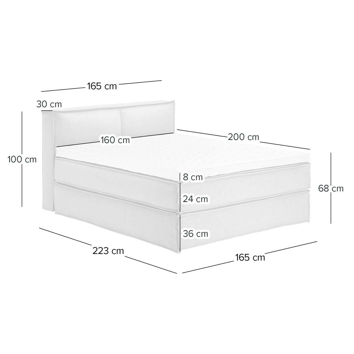 BOXSPRINGBETT 160/200 cm  in Hellgrau  - Hellgrau/Schwarz, Design, Textil (160/200cm) - home24
