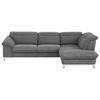 ECKSOFA Grau Chenille  - Chromfarben/Grau, Design, Textil/Metall (293/232cm) - Livetastic