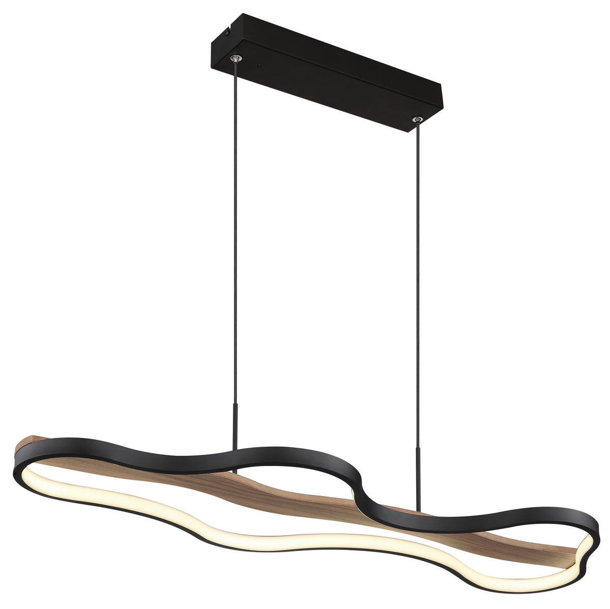 LED-HÄNGELEUCHTE 80,6/29/150 cm    - Dunkelbraun/Opal, Design, Holz/Kunststoff (80,6/29/150cm) - Globo