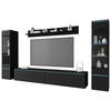 WOHNWAND Vera 4-teilig  in Graphitfarben  240/130/33 cm  - Schwarz/Graphitfarben, Design, Glas/Holzwerkstoff (240/130/33cm) - Livetastic