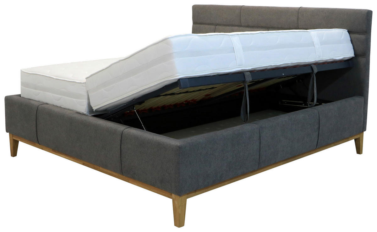 KÁRPITOZOTT ÁGY 160/200 cm  antracit  - antracit, Basics, műanyag/textil (160/200cm) - Carryhome
