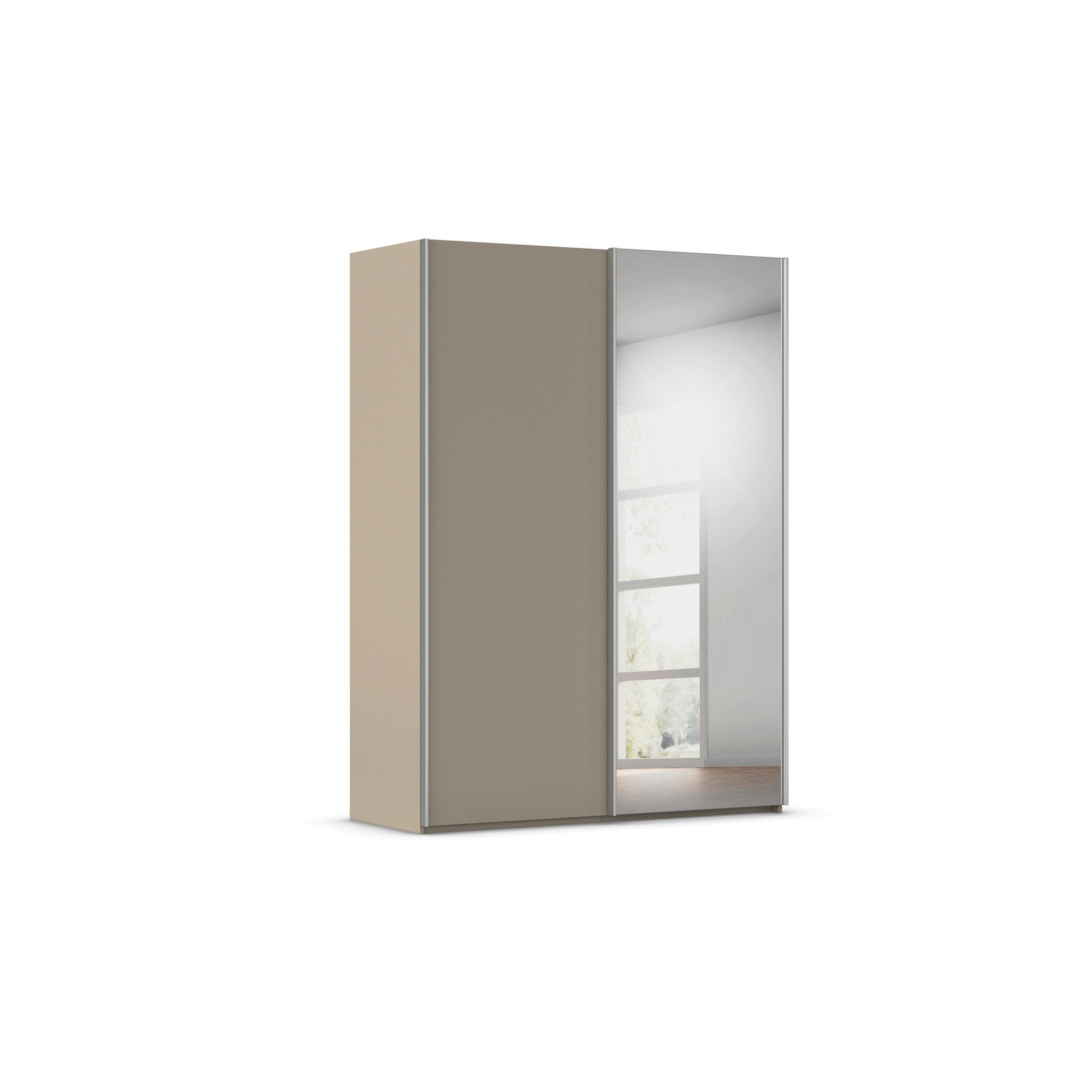 SCHWEBETÜRENSCHRANK 162/223/69 cm,  in Fango, Alufarben, 2 Tür(en)  - Fango/Alufarben, Basics, Glas/Holzwerkstoff (162/223/69cm) - Rauch Möbel