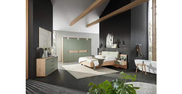 BETTANLAGE 180/200 cm  in Eichefarben, Olivgrün  - Eichefarben/Olivgrün, Design, Holz/Holzwerkstoff (180/200cm) - Dieter Knoll