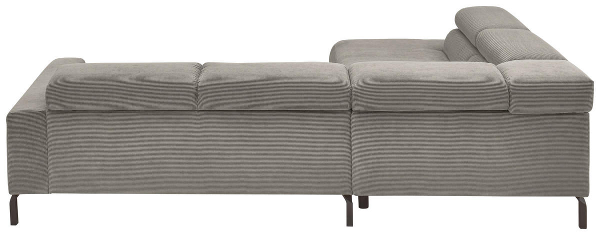 ECKSOFA in Feincord Grau  - Schwarz/Grau, Design, Textil/Metall (219/273cm) - Pure Home Lifestyle
