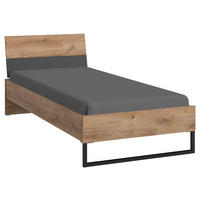 BETT 90/200 cm  in Graphitfarben, Plankeneiche  - Plankeneiche/Graphitfarben, Design, Metall (90/200cm) - Boxxx