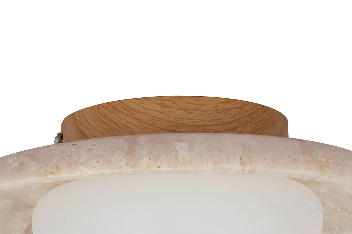 DECKENLEUCHTE  25/10 cm    - Beige/Weiß, Design, Glas/Stein (25/10cm) - Collet's Monde