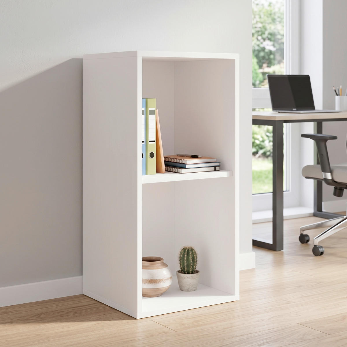 AKTENREGAL 35/74/37 cm  - Weiss/Buchefarben, Modern, Holzwerkstoff (35/74/37cm) - P & B