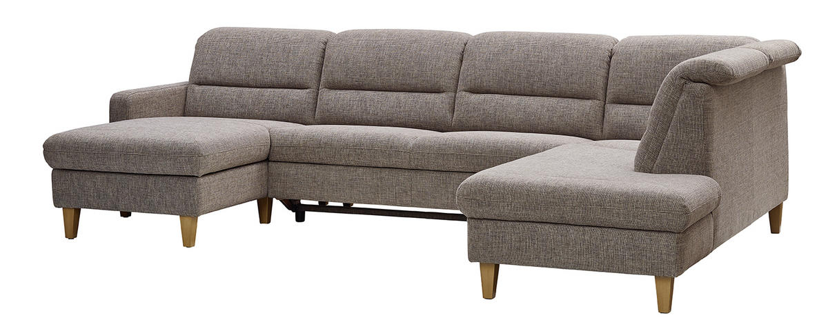WOHNLANDSCHAFT Braun Flachgewebe  - Eichefarben/Braun, KONVENTIONELL, Holz/Textil (165/335/225cm) - Cantus