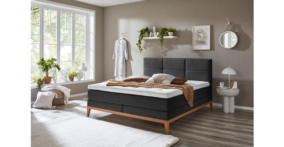 BOXSPRINGBETT 180/200 cm  in Anthrazit  - Eichefarben/Anthrazit, KONVENTIONELL, Holz/Textil (180/200cm) - Carryhome