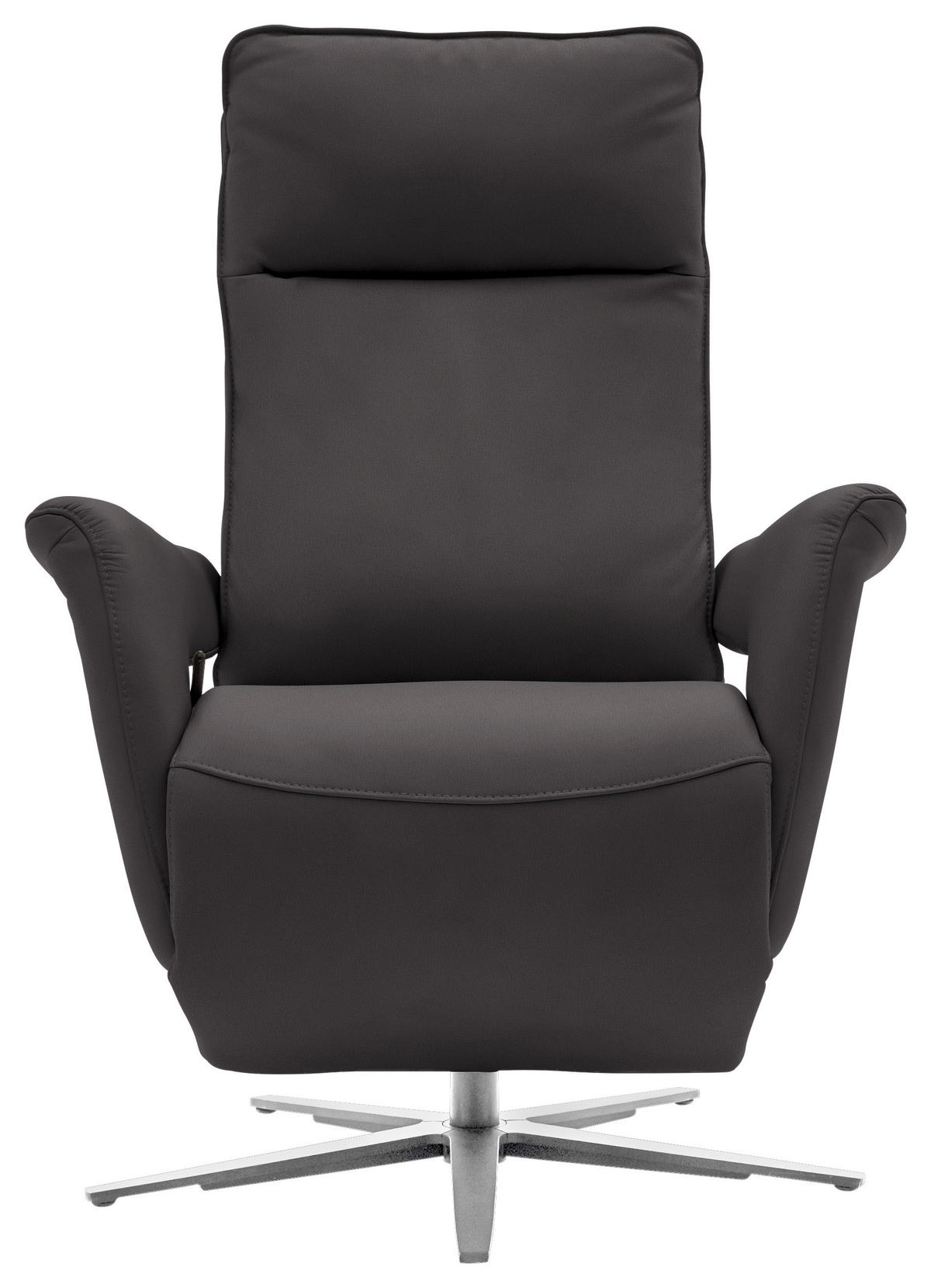 RELAXSESSEL in Leder Dunkelbraun  - Edelstahlfarben/Dunkelbraun, Design, Leder/Metall (79-83/116/87-176cm) - Valdera