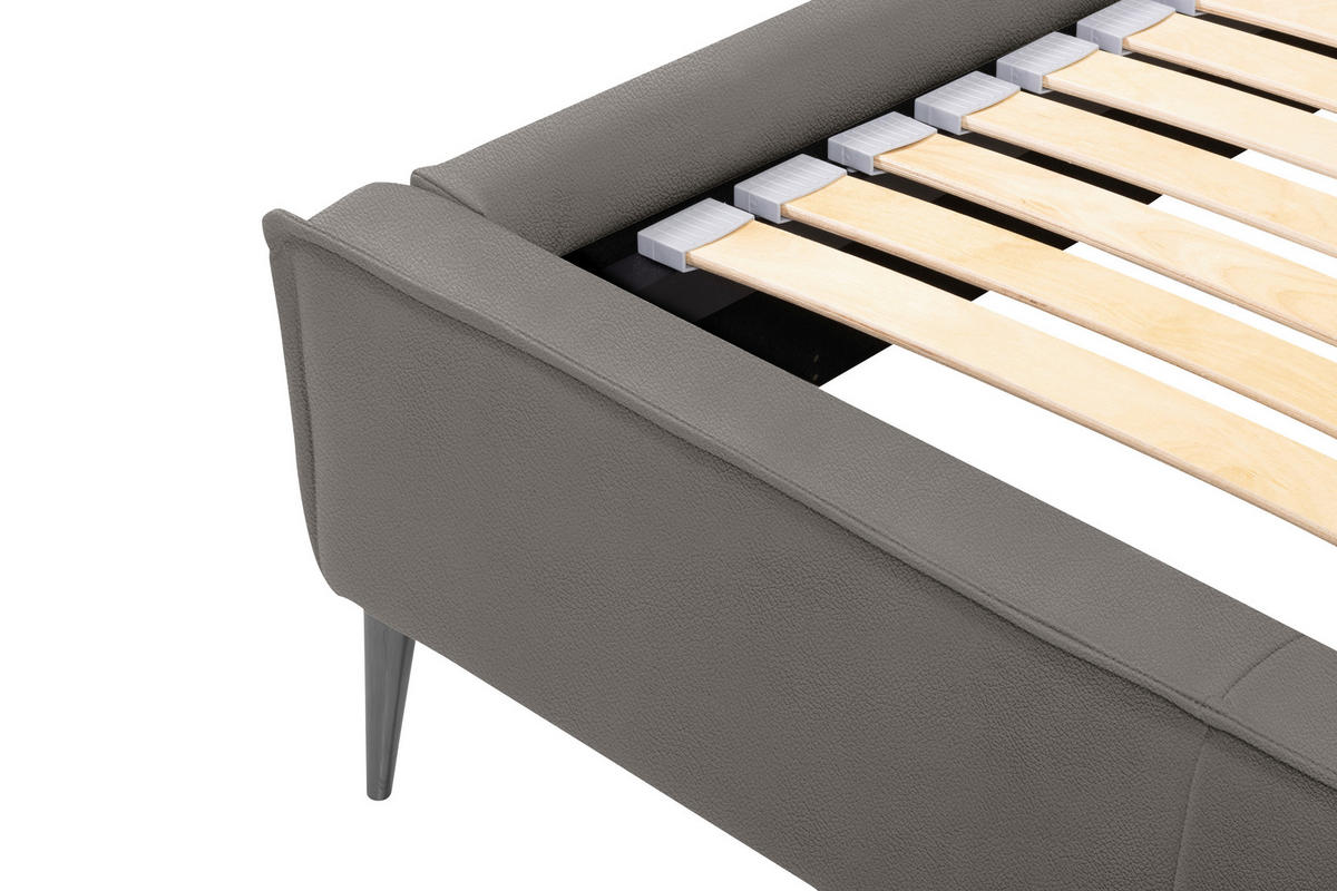 POLSTERBETT 200/200 cm,  in Grau, gepolstertes Kopfteil, Lattenrost, Bettkasten,  - Schwarzchrom/Grau, KONVENTIONELL, Leder/Holz (200/200cm) - Esposa