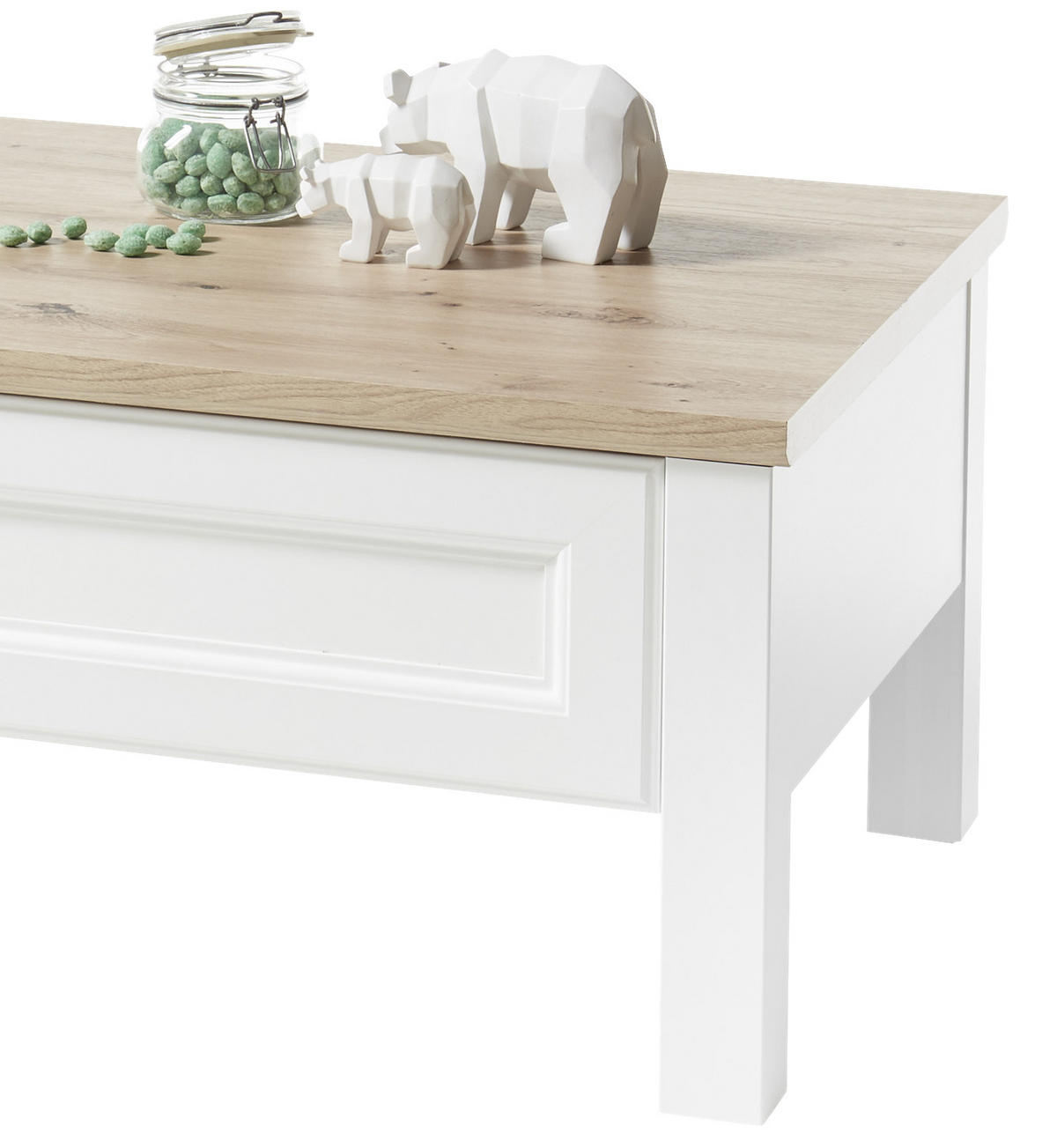 COUCHTISCH in Holzwerkstoff 110/60/40 cm  - Weiss/Eichefarben, Basics, Holzwerkstoff/Metall (110/60/40cm) - MID.YOU